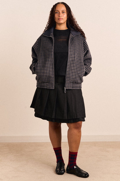 Pixie Wool Blend Bomber - Willow Gingham