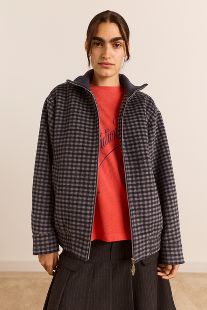 Pixie Wool Blend Bomber - Willow Gingham